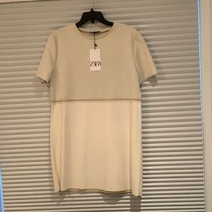 Zara Cream Short Sleeve Dress
